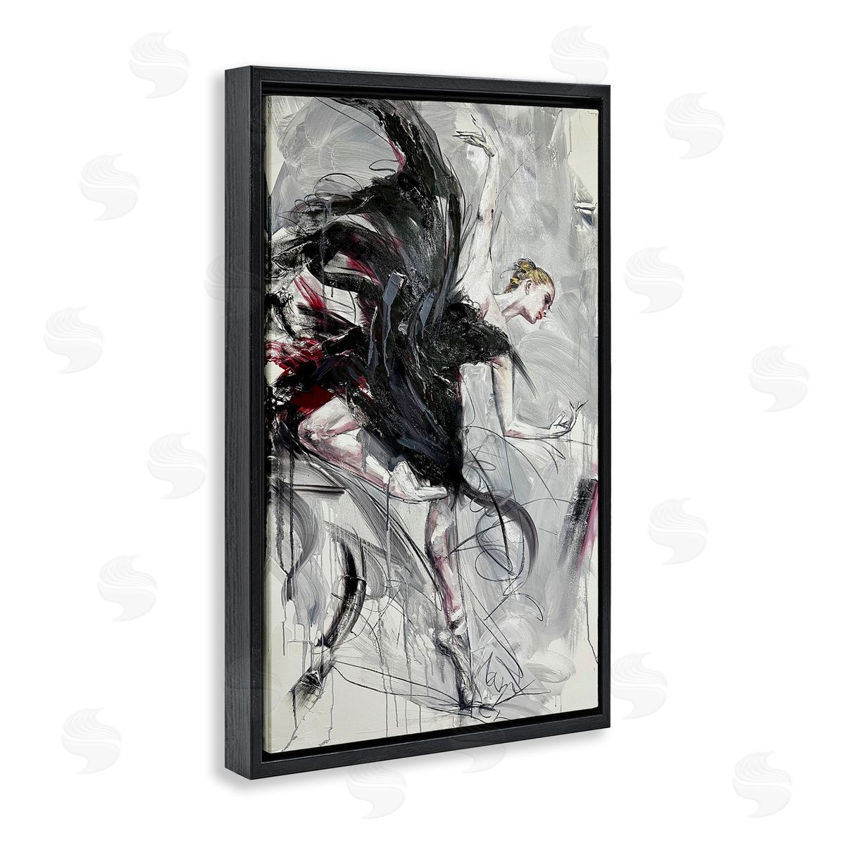 Modern Elegance Dancer Black Floating Frame Canvas Wall Art, Home Decor by Lucille Lee