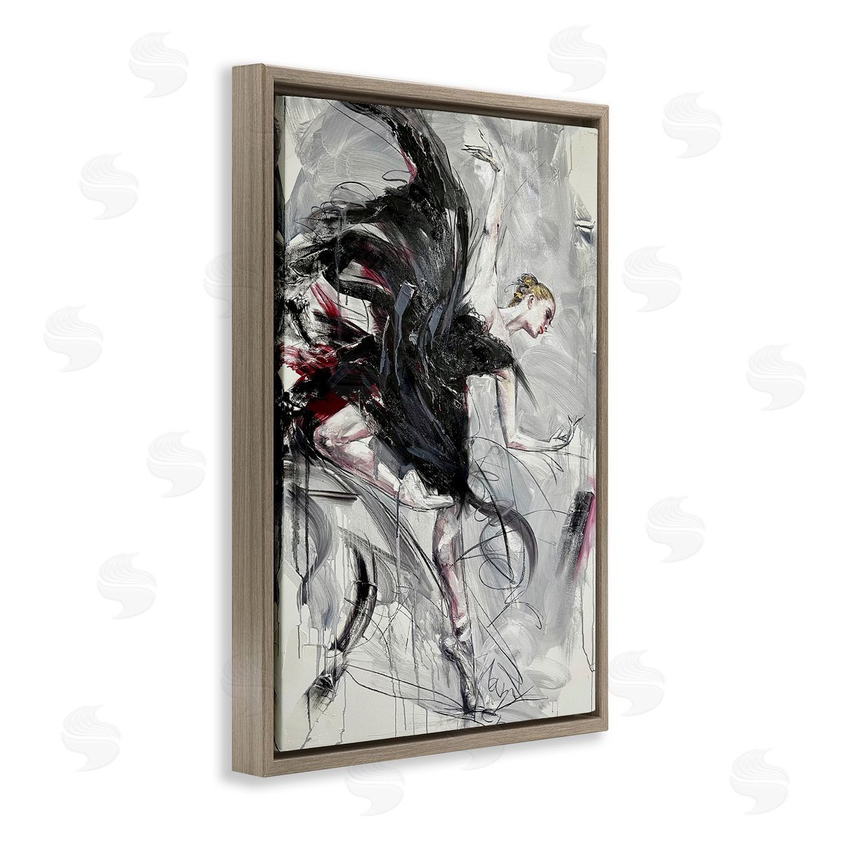 Modern Elegance Dancer Brown Floating Frame Canvas Wall Art, Home Decor by Lucille Lee