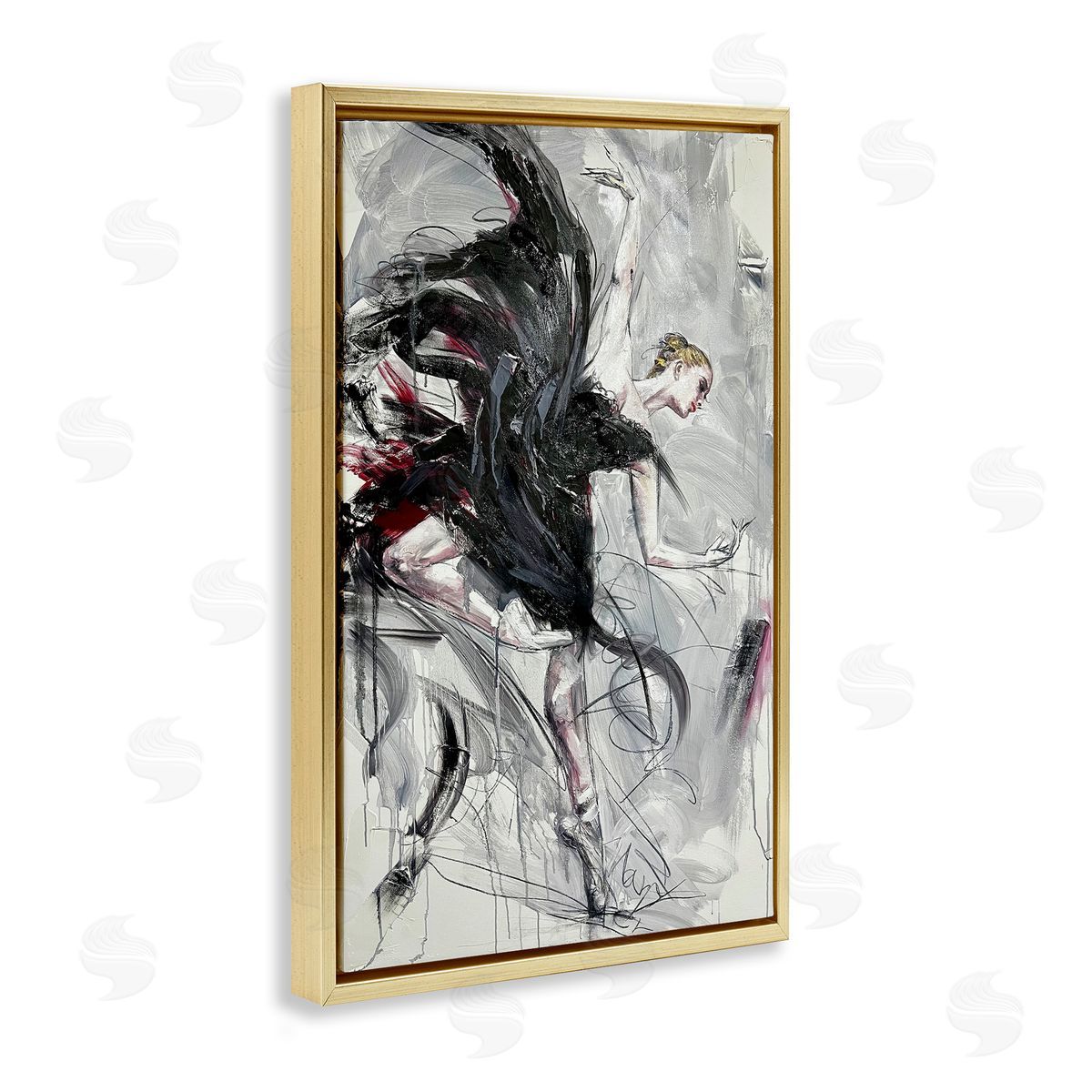Modern Elegance Dancer Gold Floating Frame Canvas Wall Art, Home Decor by Lucille Lee