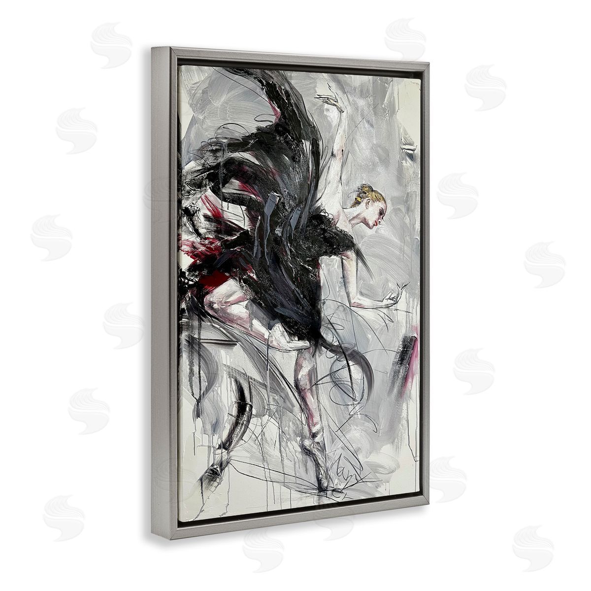 Modern Elegance Dancer Grey Floating Frame Canvas Wall Art, Home Decor by Lucille Lee