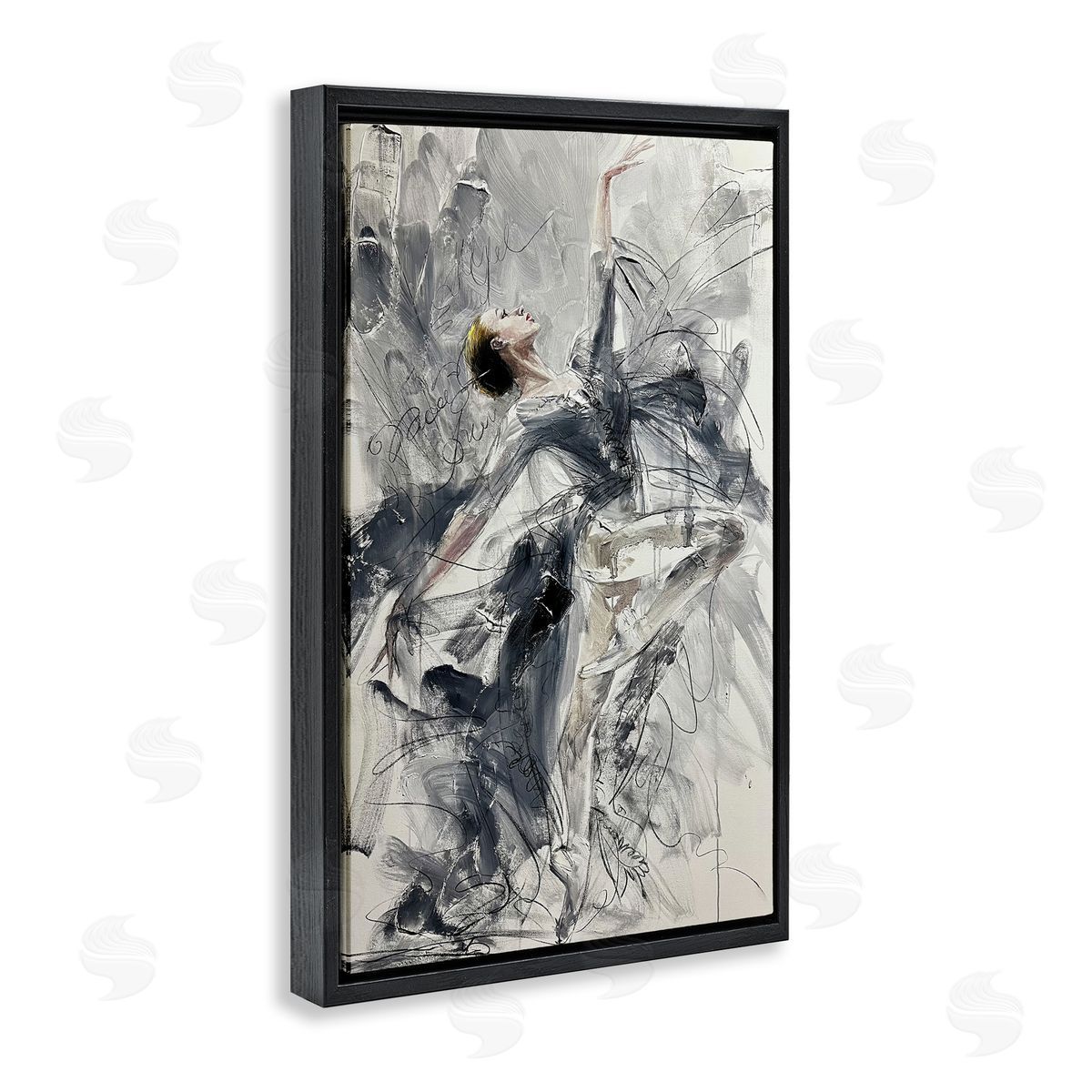 Elegant Pose Dancer Black Floating Frame Canvas Wall Art, Home Decor by Lucille Lee