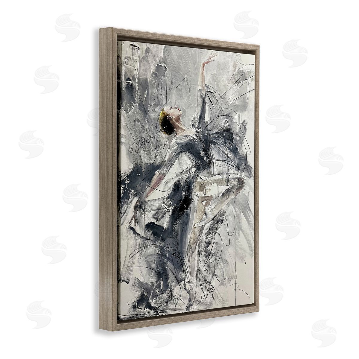Elegant Pose Dancer Brown Floating Frame Canvas Wall Art, Home Decor by Lucille Lee