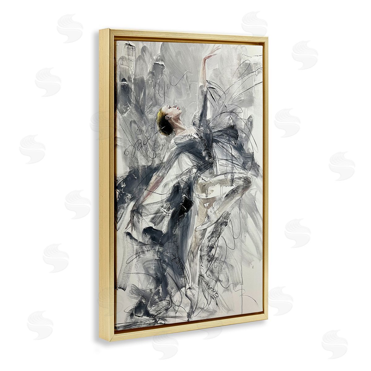 Elegant Pose Dancer Gold Floating Frame Canvas Wall Art, Home Decor by Lucille Lee