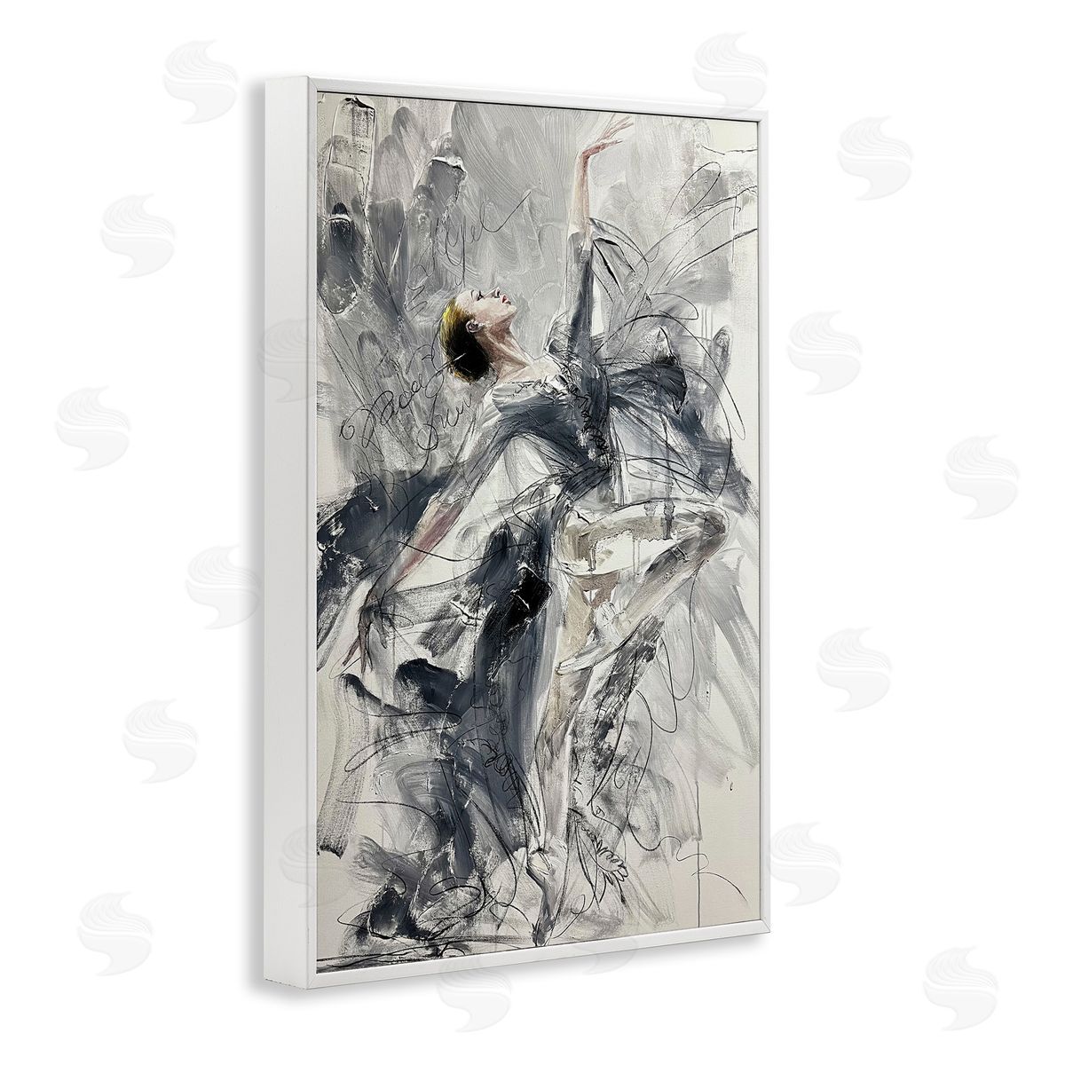 Elegant Pose Dancer White Frame Print Wall Art, Home Decor by Lucille Lee