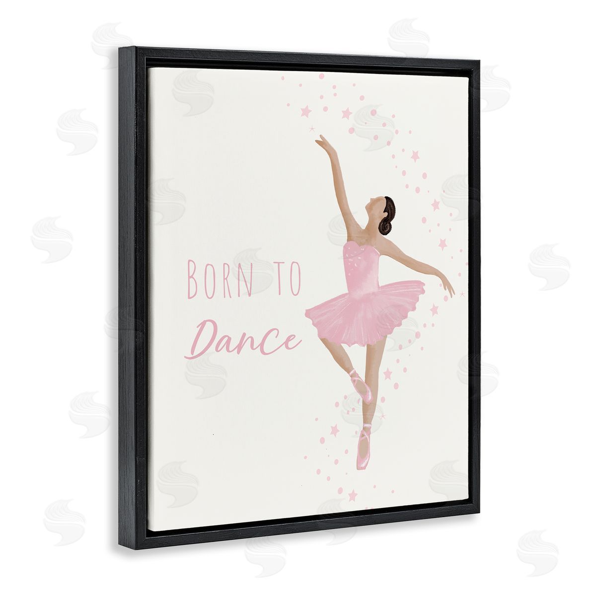 Born To Dance Ballerina Black Floating Frame Canvas Wall Art, Home Decor by Chen Alyesh
