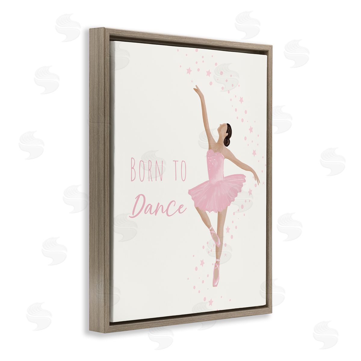 Born To Dance Ballerina Brown Floating Frame Canvas Wall Art, Home Decor by Chen Alyesh
