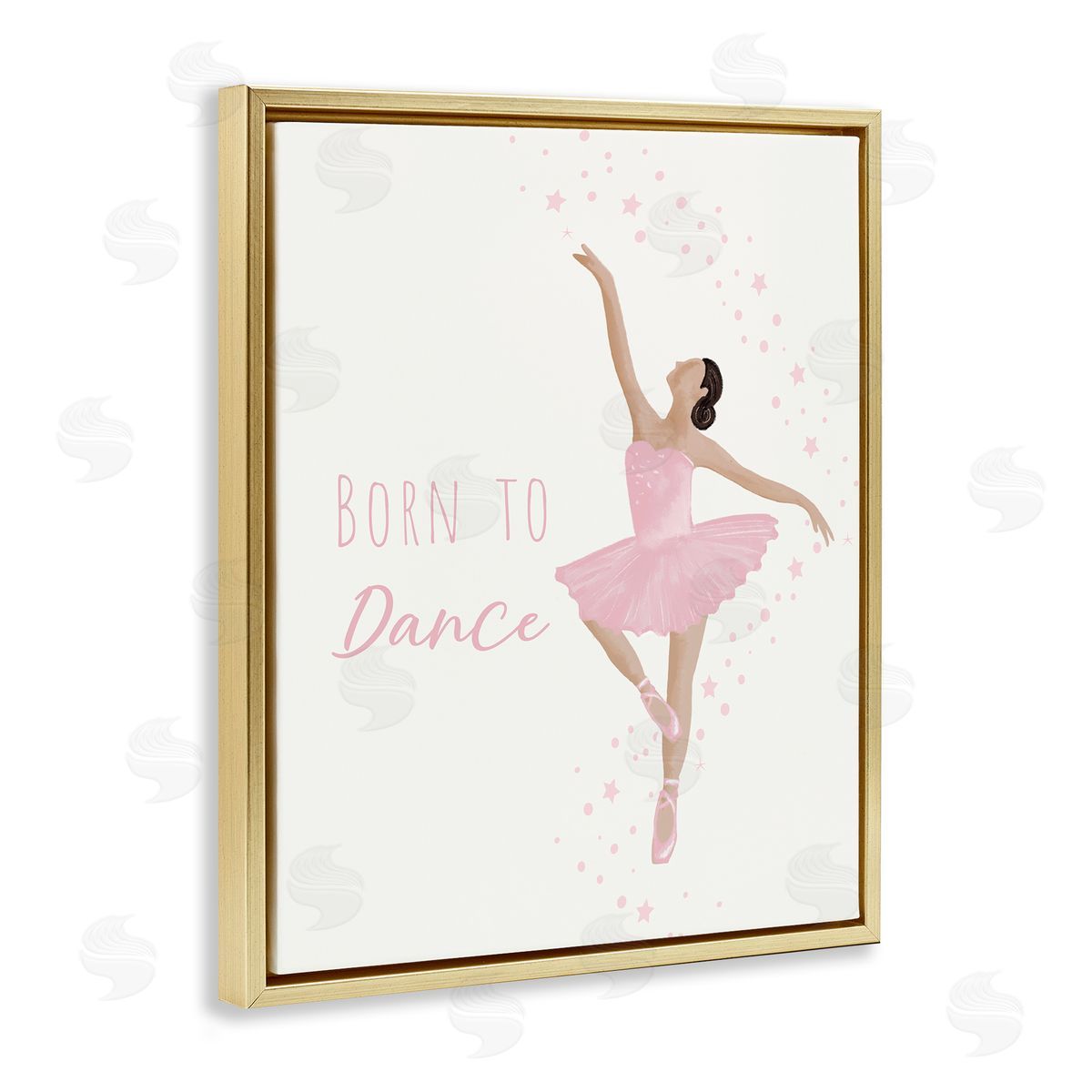 Born To Dance Ballerina Gold Floating Frame Canvas Wall Art, Home Decor by Chen Alyesh