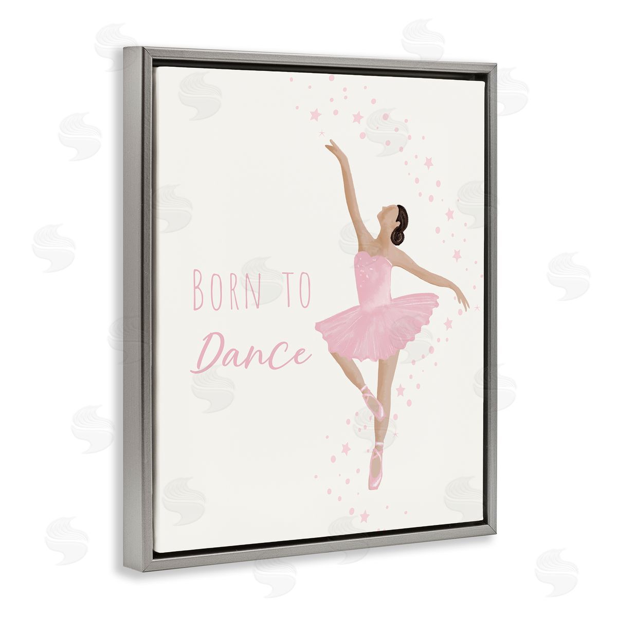 Born To Dance Ballerina Grey Floating Frame Canvas Wall Art, Home Decor by Chen Alyesh
