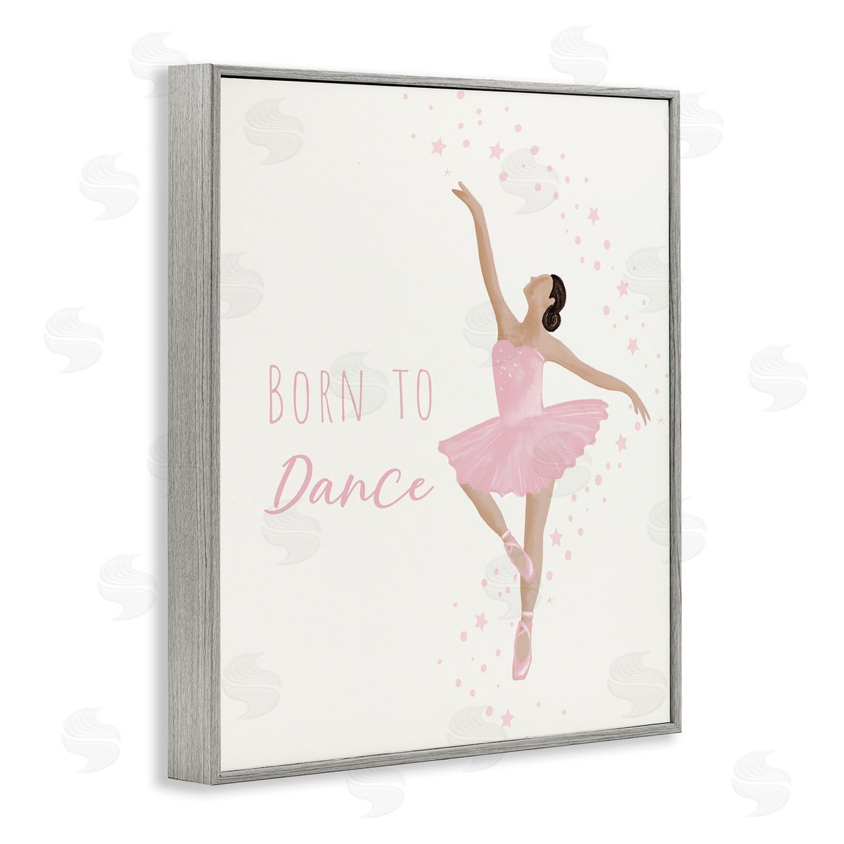 Born To Dance Ballerina Grey Frame Print Wall Art, Home Decor by Chen Alyesh