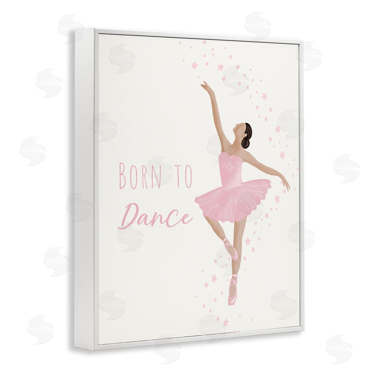 Born To Dance Ballerina White Frame Print Wall Art, Home Decor by Chen Alyesh