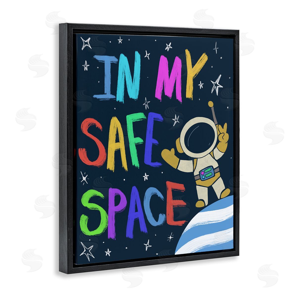 Comforting In My Safe Space Black Floating Frame Canvas Wall Art, Home Decor by Chen Alyesh