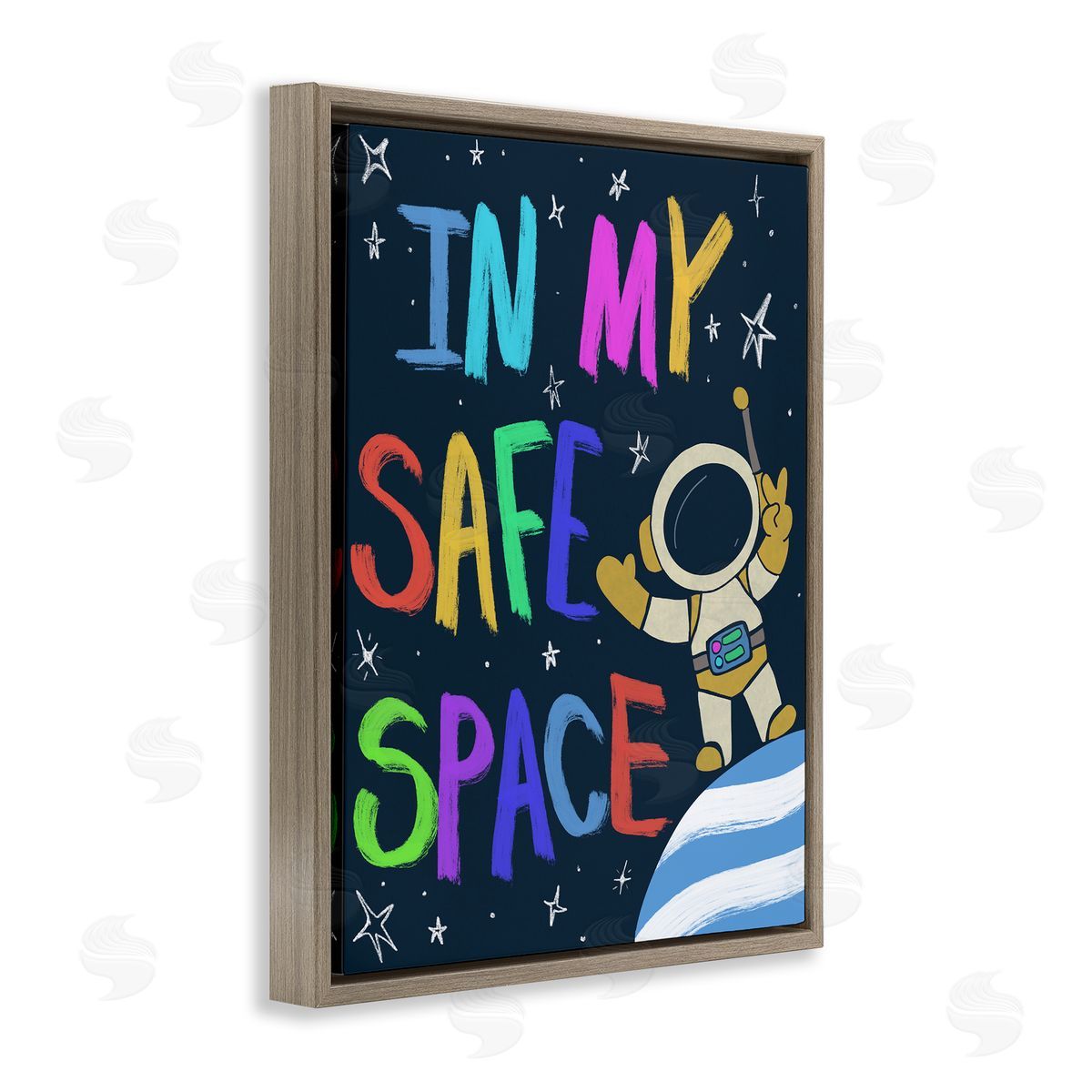 Comforting In My Safe Space Brown Floating Frame Canvas Wall Art, Home Decor by Chen Alyesh