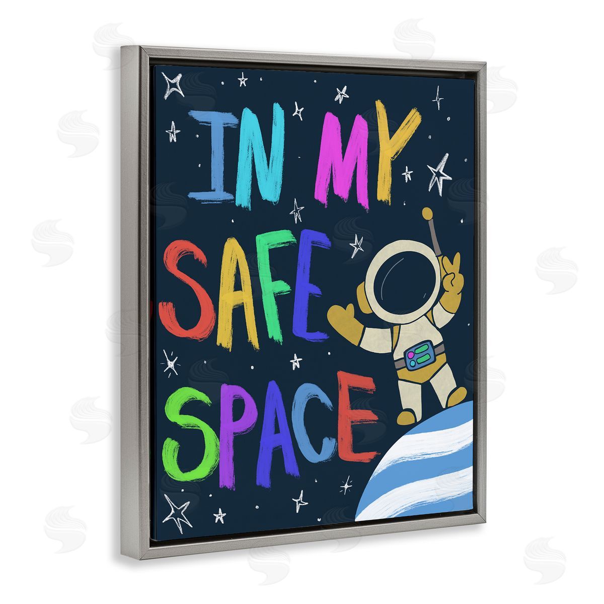 Comforting In My Safe Space Grey Floating Frame Canvas Wall Art, Home Decor by Chen Alyesh