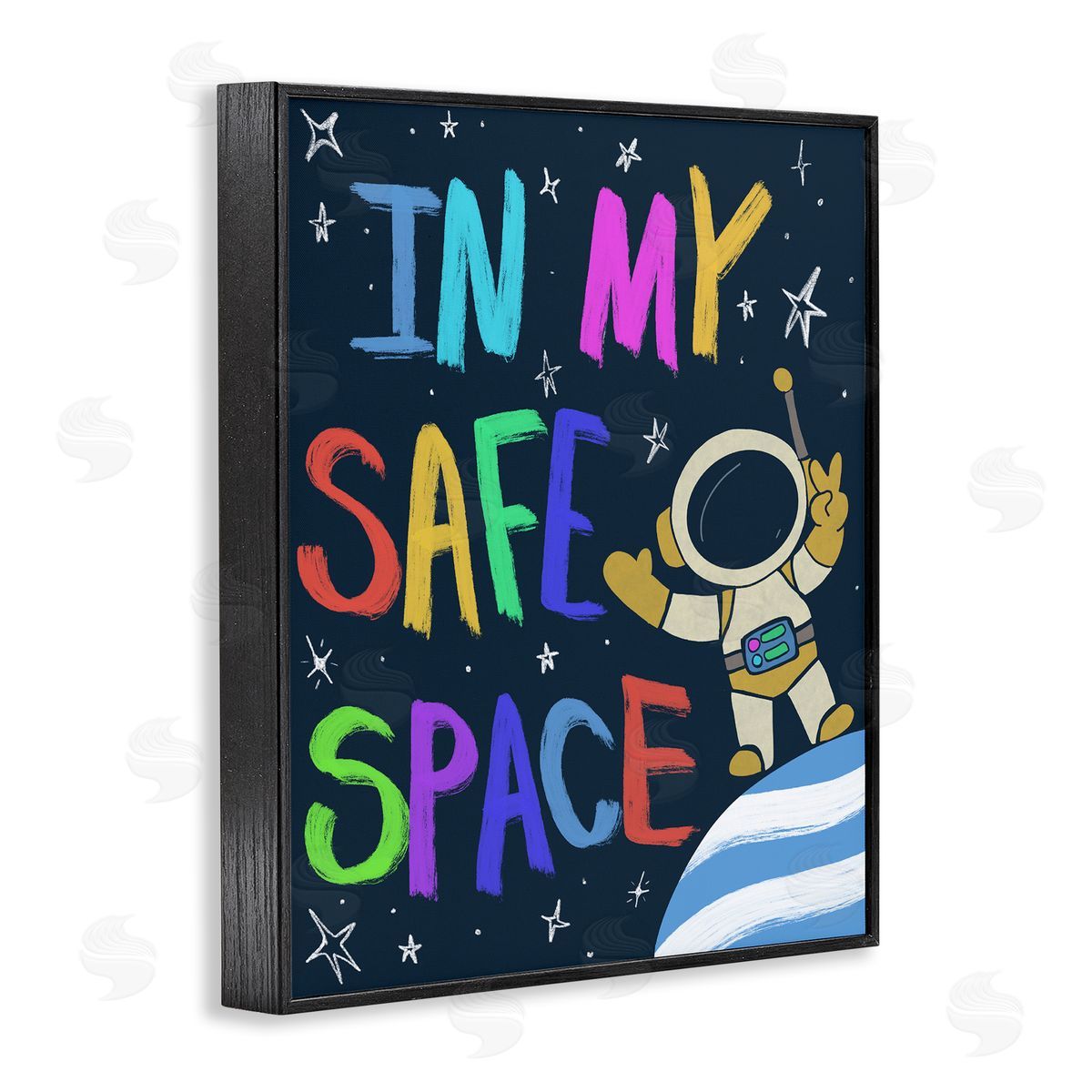 Comforting In My Safe Space Black Frame Print Wall Art, Home Decor by Chen Alyesh
