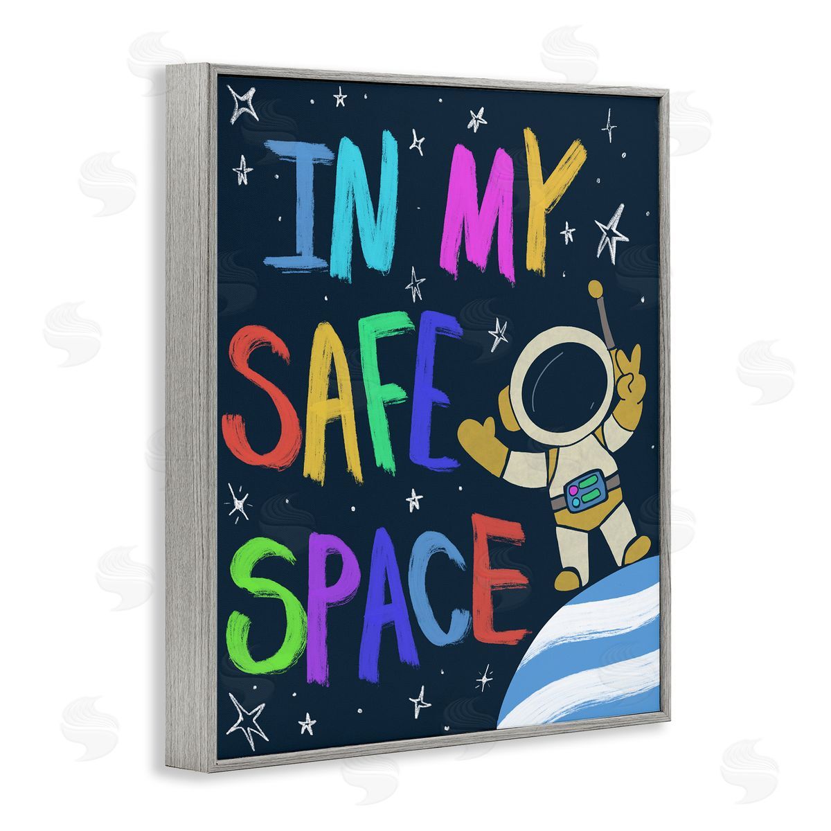 Comforting In My Safe Space Grey Frame Print Wall Art, Home Decor by Chen Alyesh