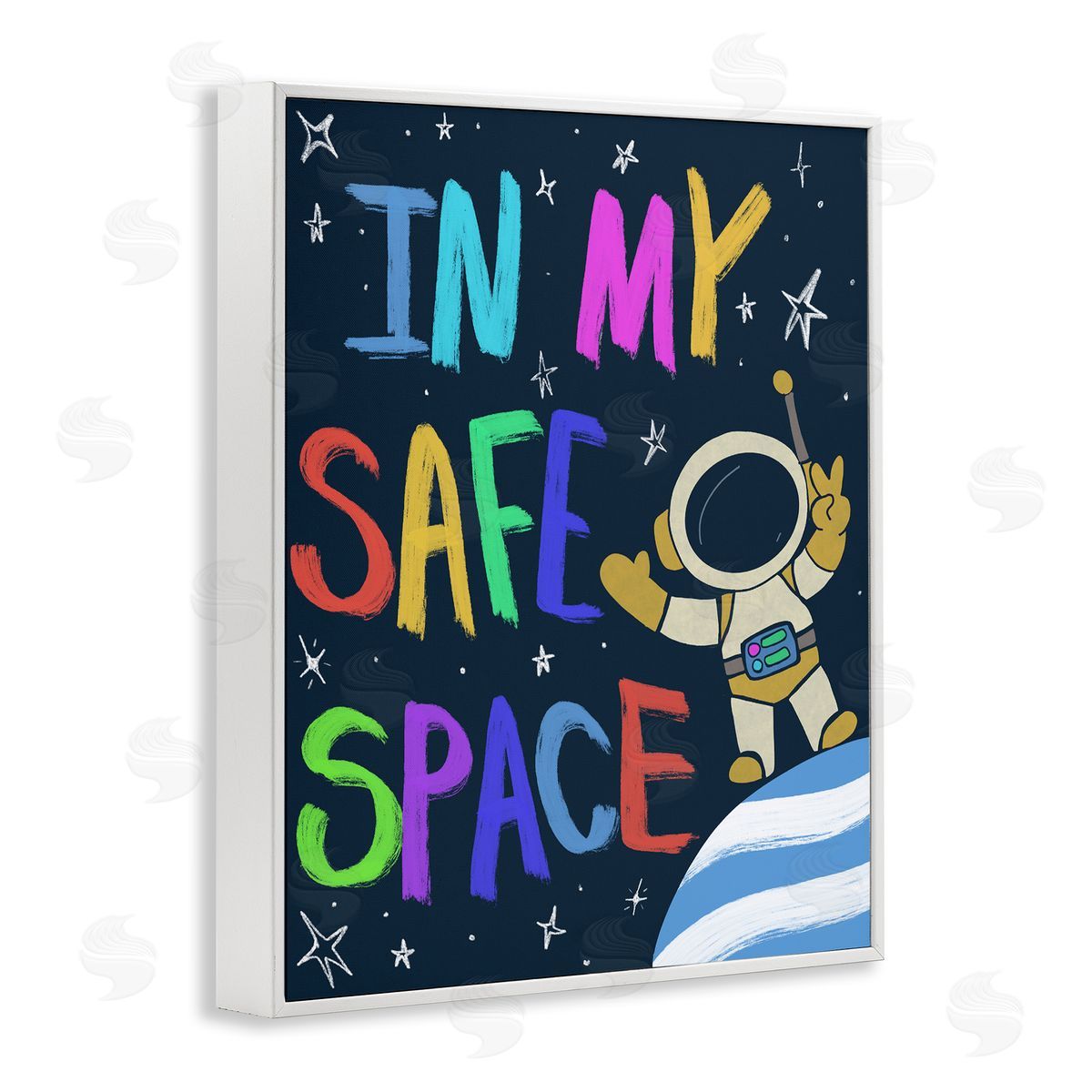 Comforting In My Safe Space White Frame Print Wall Art, Home Decor by Chen Alyesh