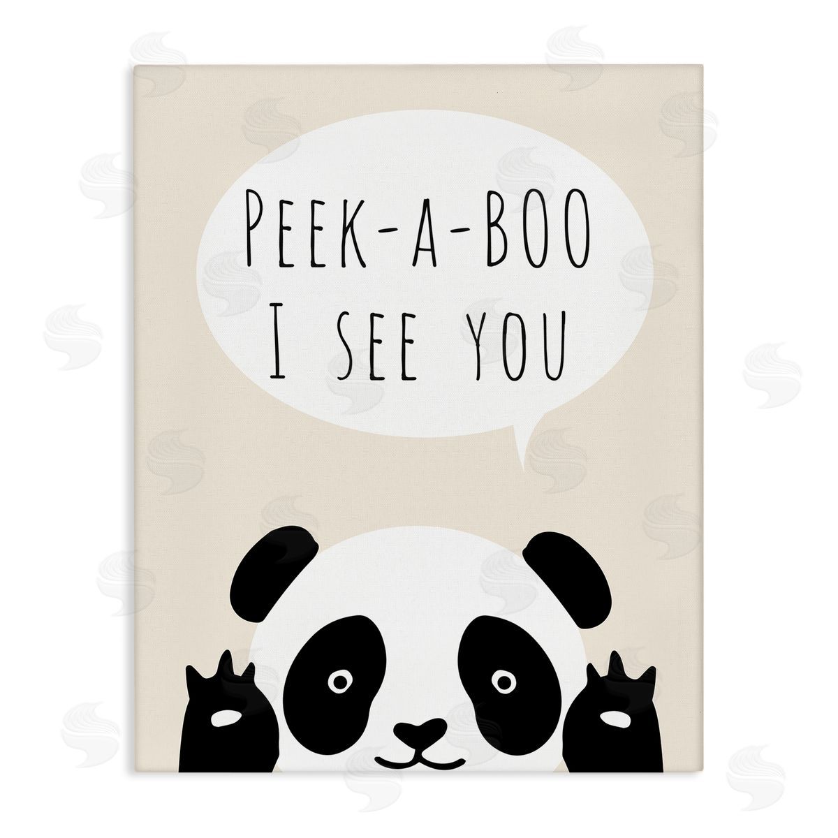Peek-a-Boo Panda Bear Canvas Wall Art, Home Decor by Chen Alyesh
