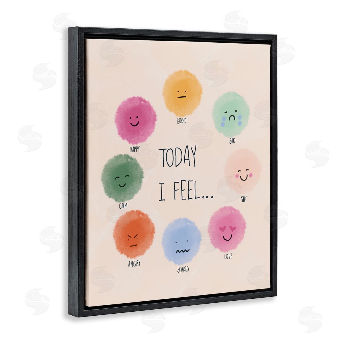 Educational Wheel of Emotions Black Floating Frame Canvas Wall Art, Home Decor by Chen Alyesh