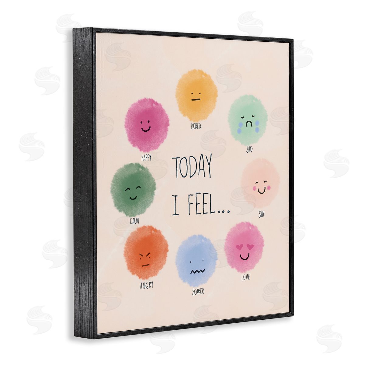Educational Wheel of Emotions Black Frame Print Wall Art, Home Decor by Chen Alyesh