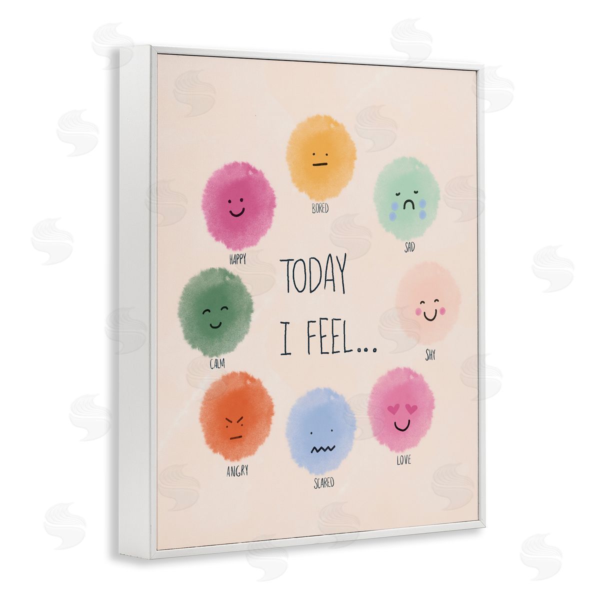 Educational Wheel of Emotions White Frame Print Wall Art, Home Decor by Chen Alyesh