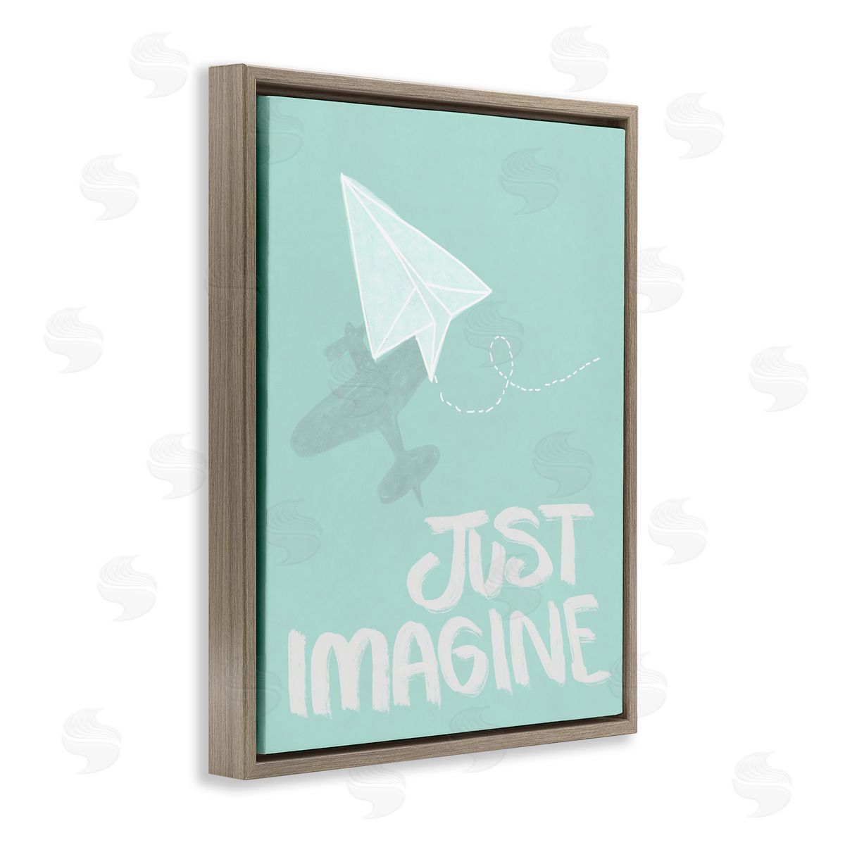 Inspirational Just Imagine Phrase Brown Floating Frame Canvas Wall Art, Home Decor by Chen Alyesh