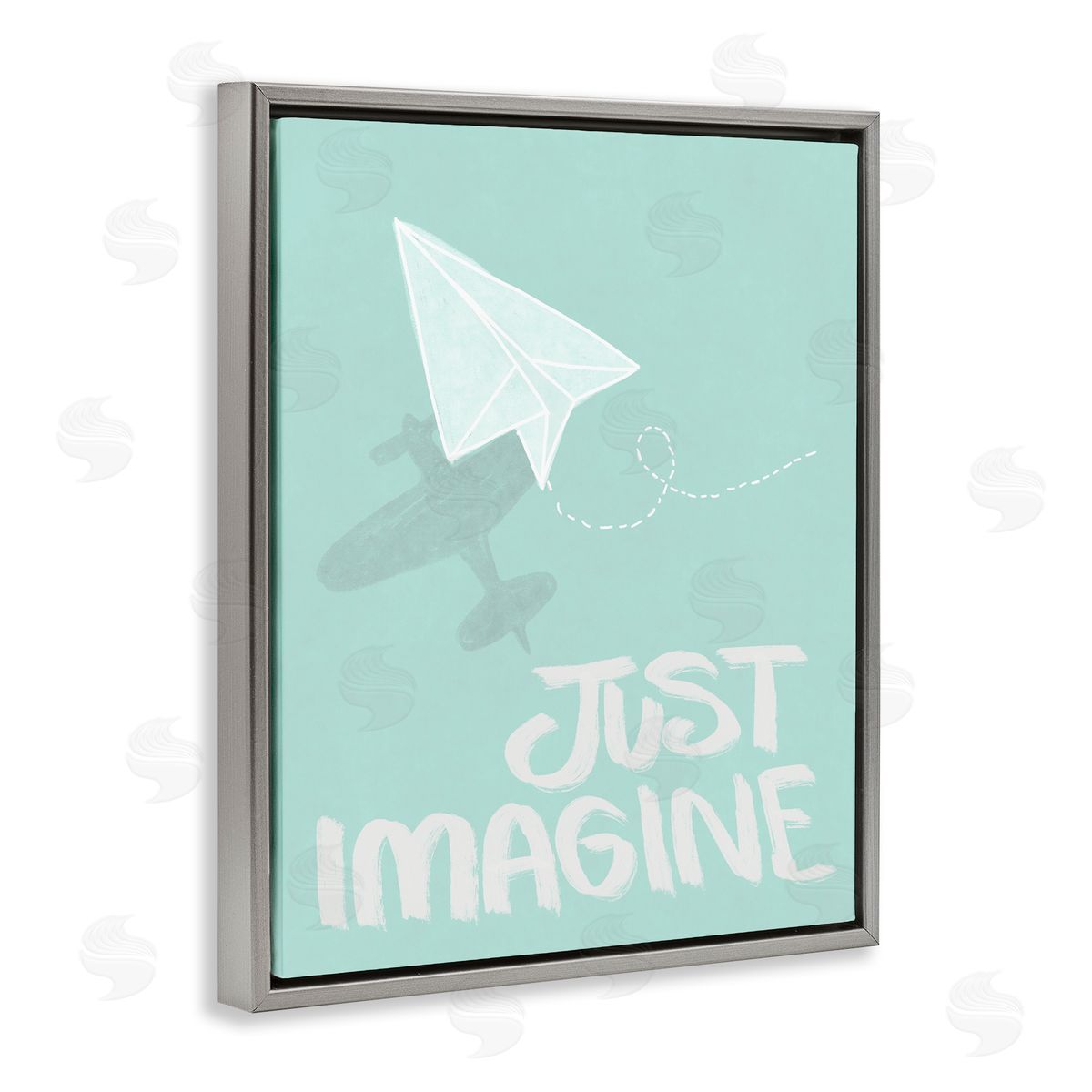 Inspirational Just Imagine Phrase Grey Floating Frame Canvas Wall Art, Home Decor by Chen Alyesh