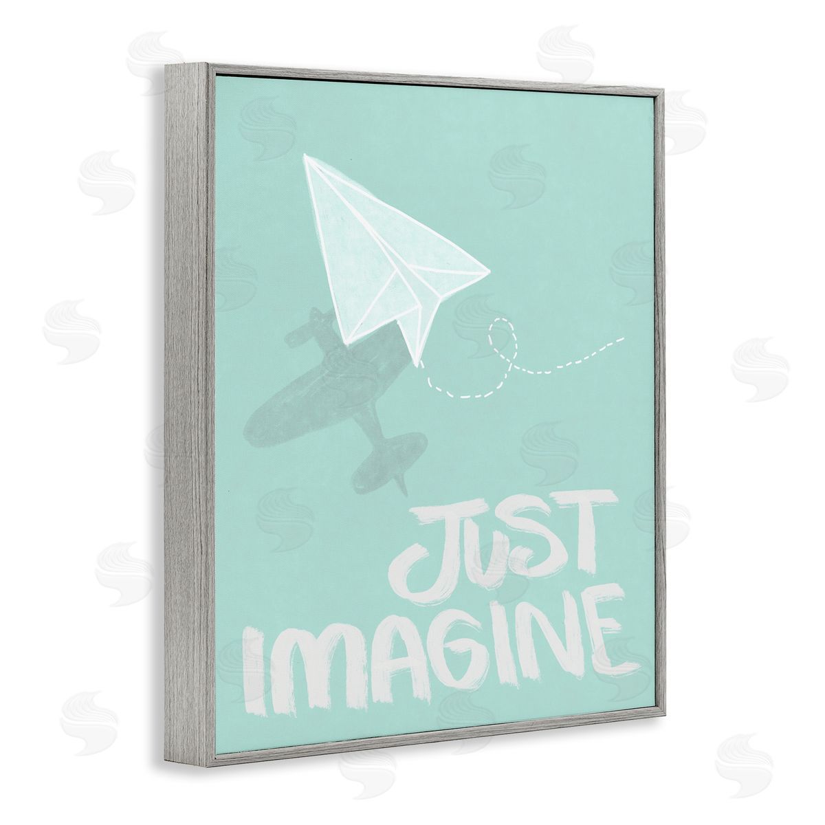 Inspirational Just Imagine Phrase Grey Frame Print Wall Art, Home Decor by Chen Alyesh