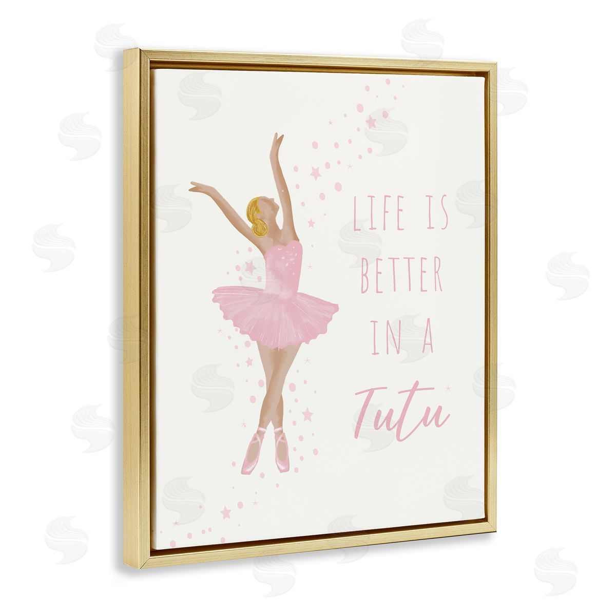 Life Is Better In Tutu Gold Floating Frame Canvas Wall Art, Home Decor by Chen Alyesh