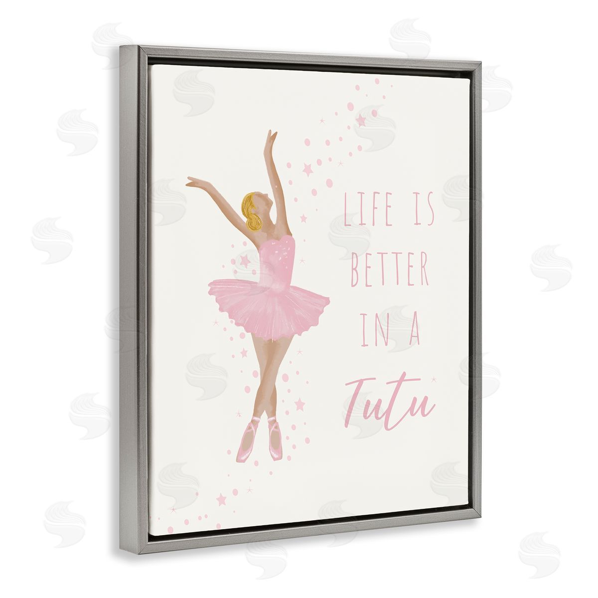 Life Is Better In Tutu Grey Floating Frame Canvas Wall Art, Home Decor by Chen Alyesh