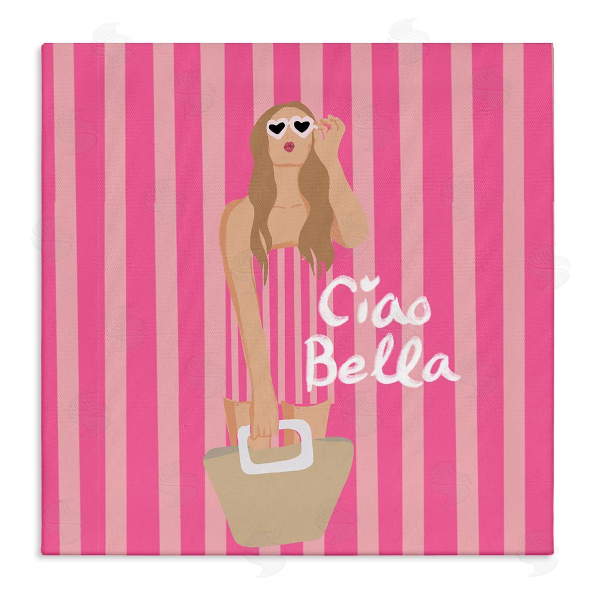 Pink Striped Glam Girl Canvas Wall Art, Home Decor by Chen Alyesh