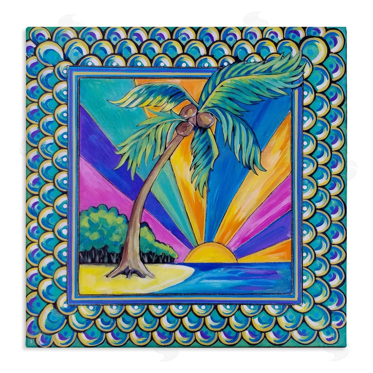 Nettie Price | Sun Rays & Palm Tree with Border