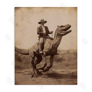 Lettered and Lined | Wild West Man Riding Dinosaur