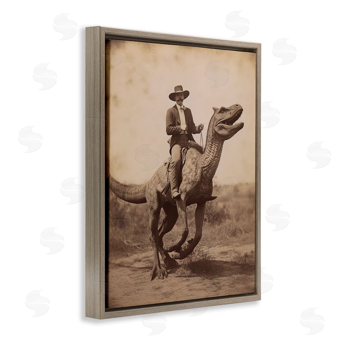 Lettered and Lined | Wild West Man Riding Dinosaur