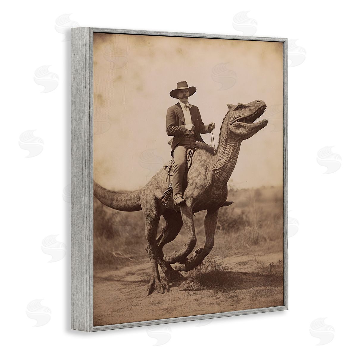 Lettered and Lined | Wild West Man Riding Dinosaur