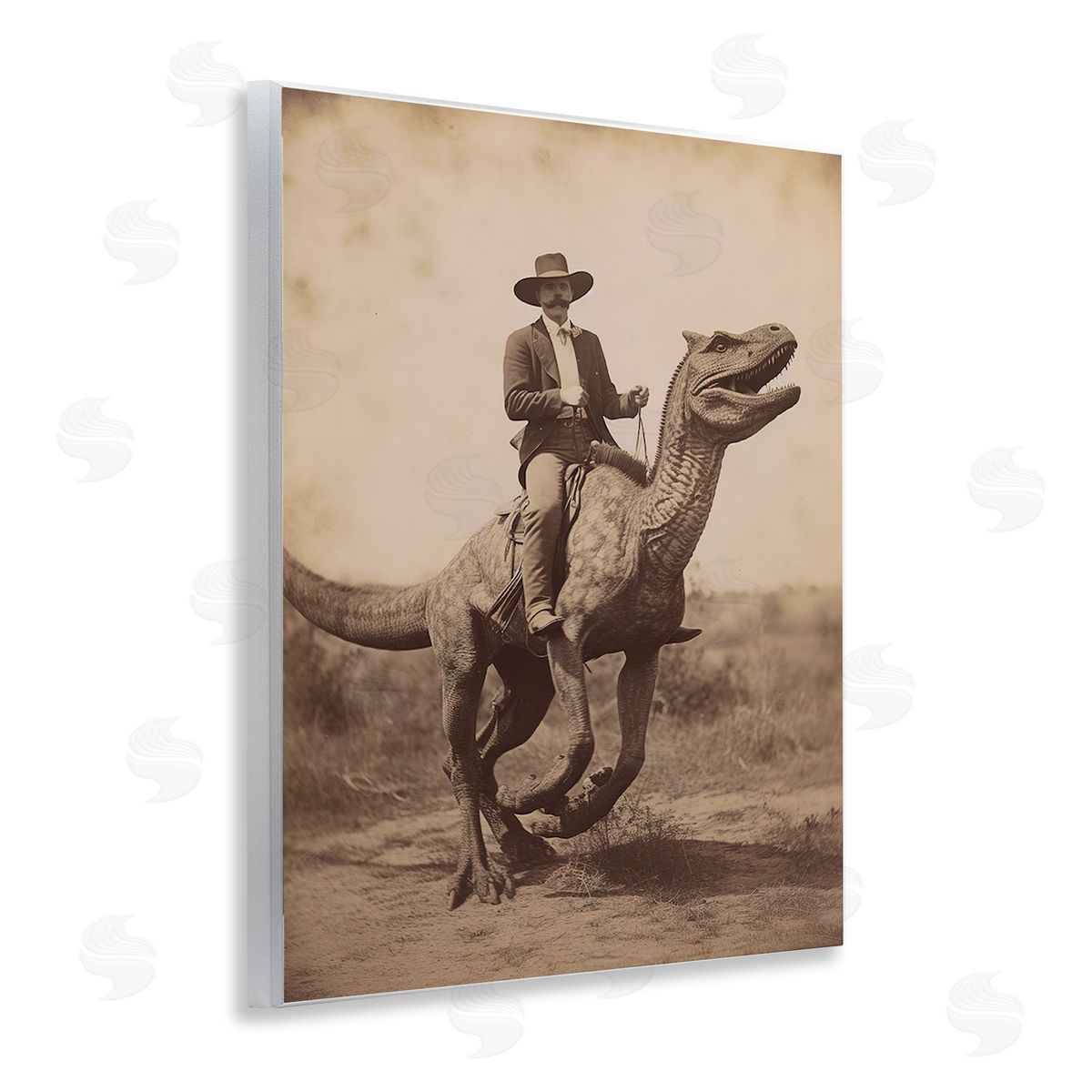 Lettered and Lined | Wild West Man Riding Dinosaur