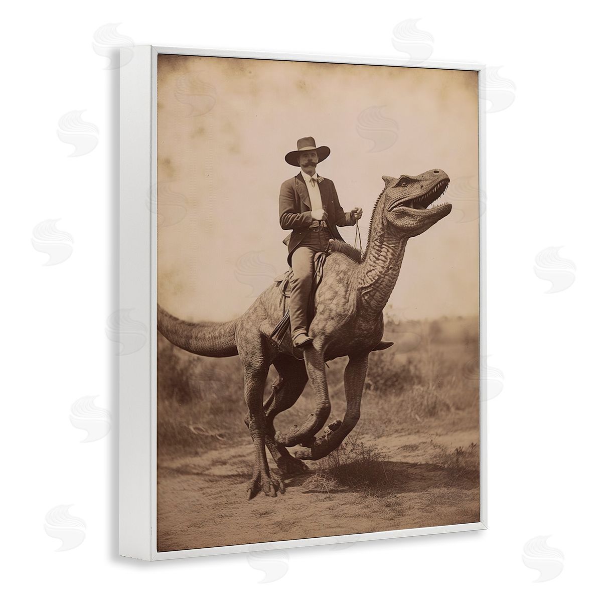 Lettered and Lined | Wild West Man Riding Dinosaur