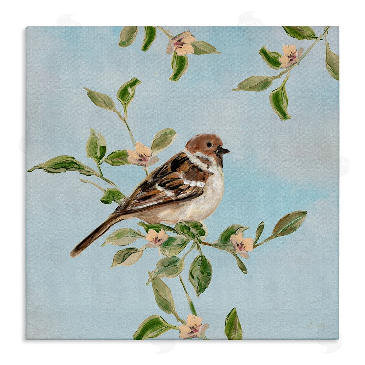 Sally Swatland | Perched Sparrow Upon Leaves