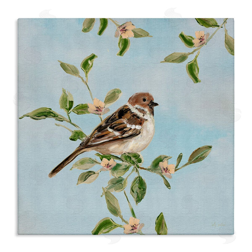 Sally Swatland | Perched Sparrow Upon Leaves