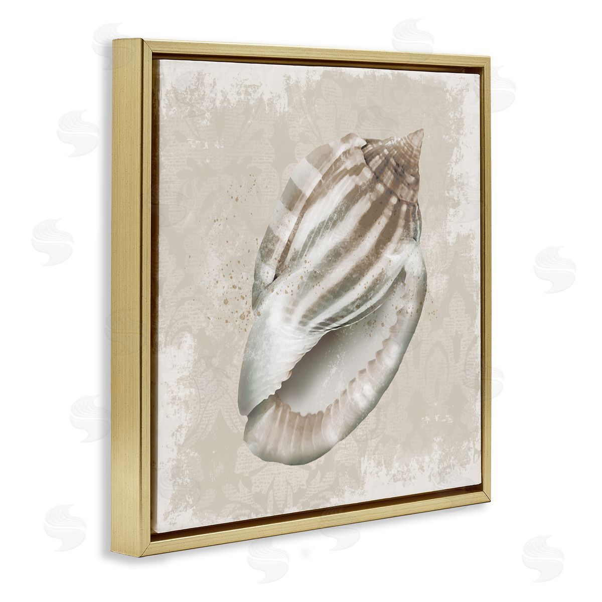 Conrad Knutsen Conch Shell over Vintage Pattern Canvas Wall Art Print