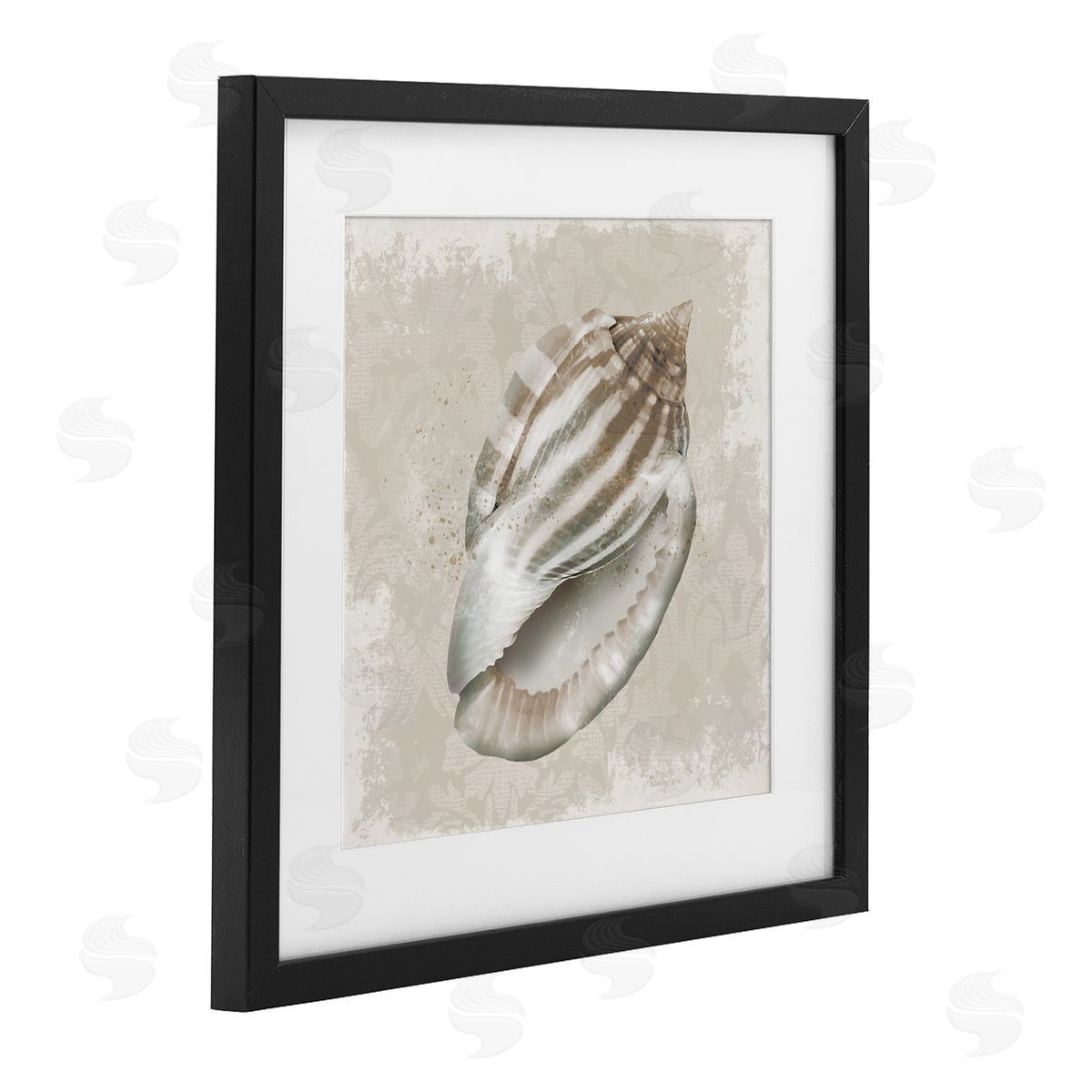 Conrad Knutsen Conch Shell over Vintage Pattern Canvas Wall Art Print