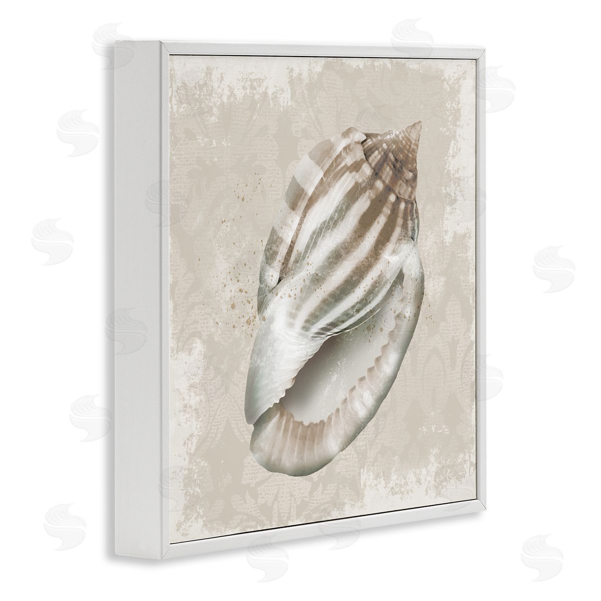 Conrad Knutsen Conch Shell over Vintage Pattern Canvas Wall Art Print