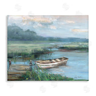 Sally Swatland | Docked Rowboat at Lake's Edge