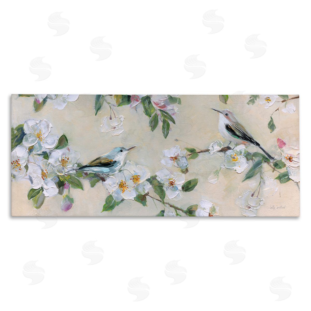 Sally Swatland | Sparrows & White Apple Blossoms