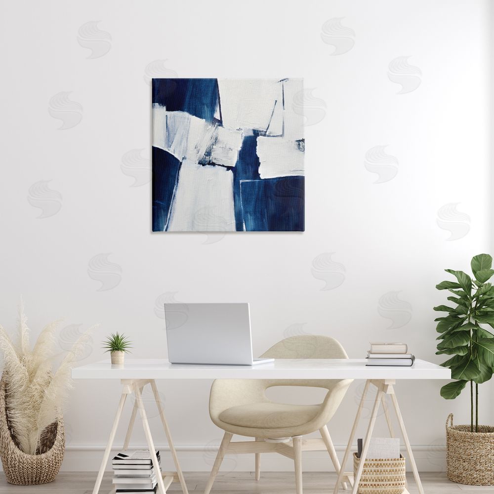Judith Shapiro Blue Toned Brushed Abstract Printed Wall Art in Room