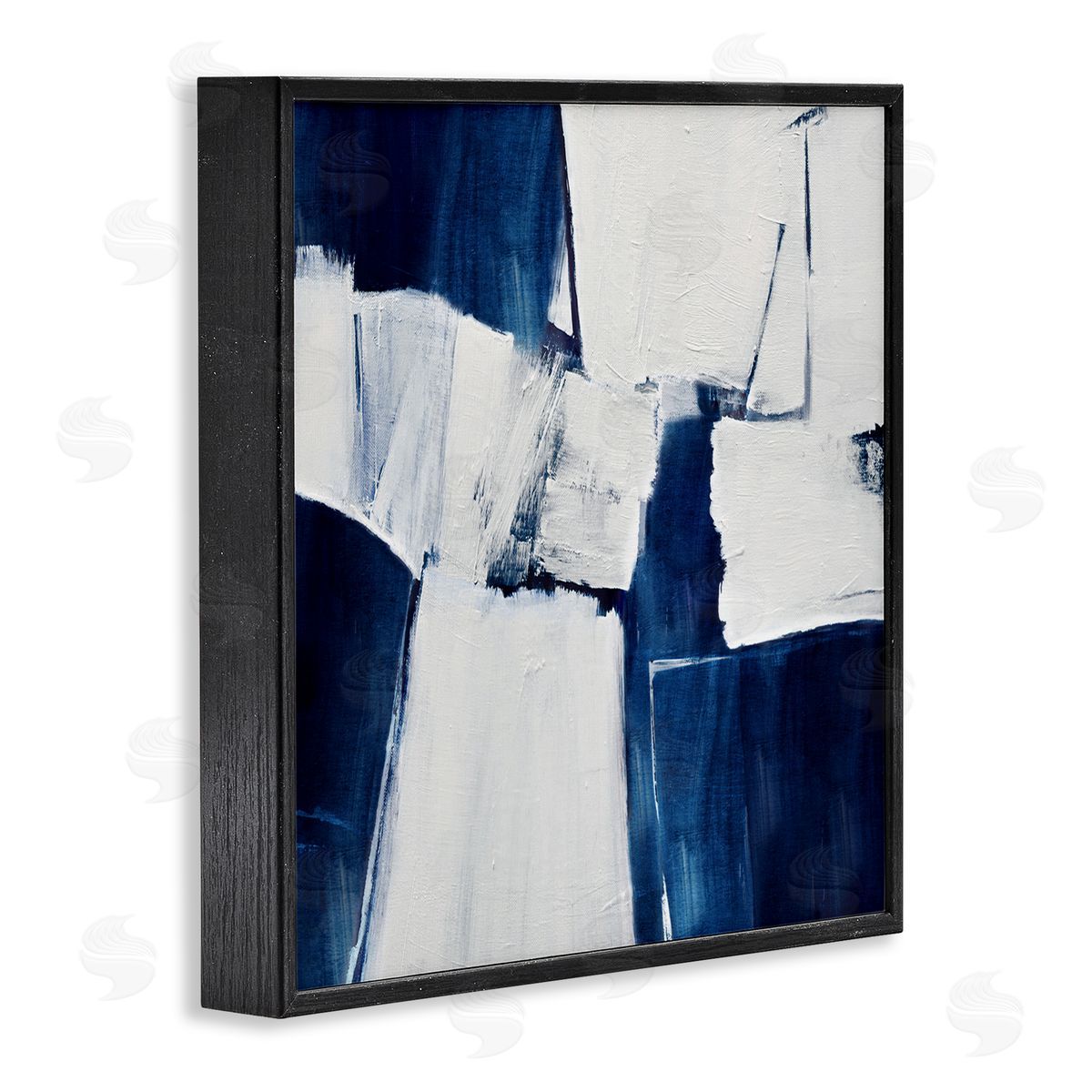 Judith Shapiro Blue Toned Brushed Abstract Black Framed Giclee Art Print