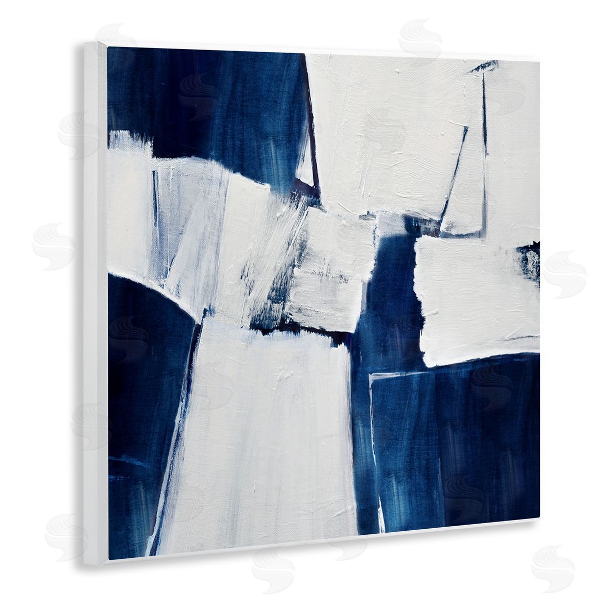 Judith Shapiro Blue Toned Brushed Abstract Wall Plaque Art Print