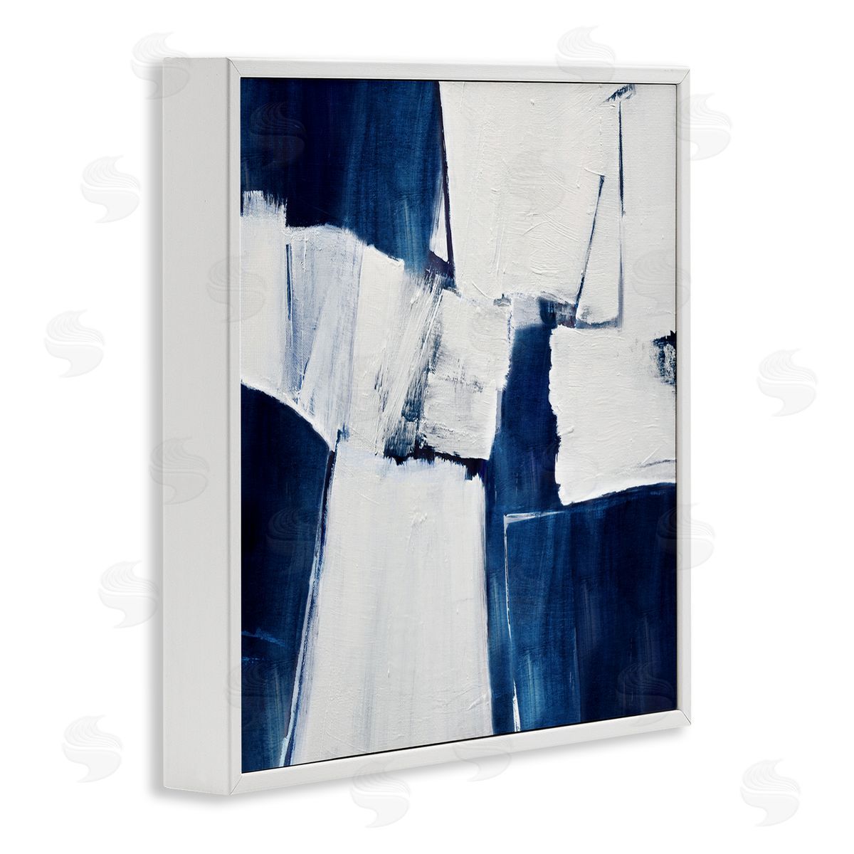 Judith Shapiro Blue Toned Brushed Abstract White Frame Giclee Art Print