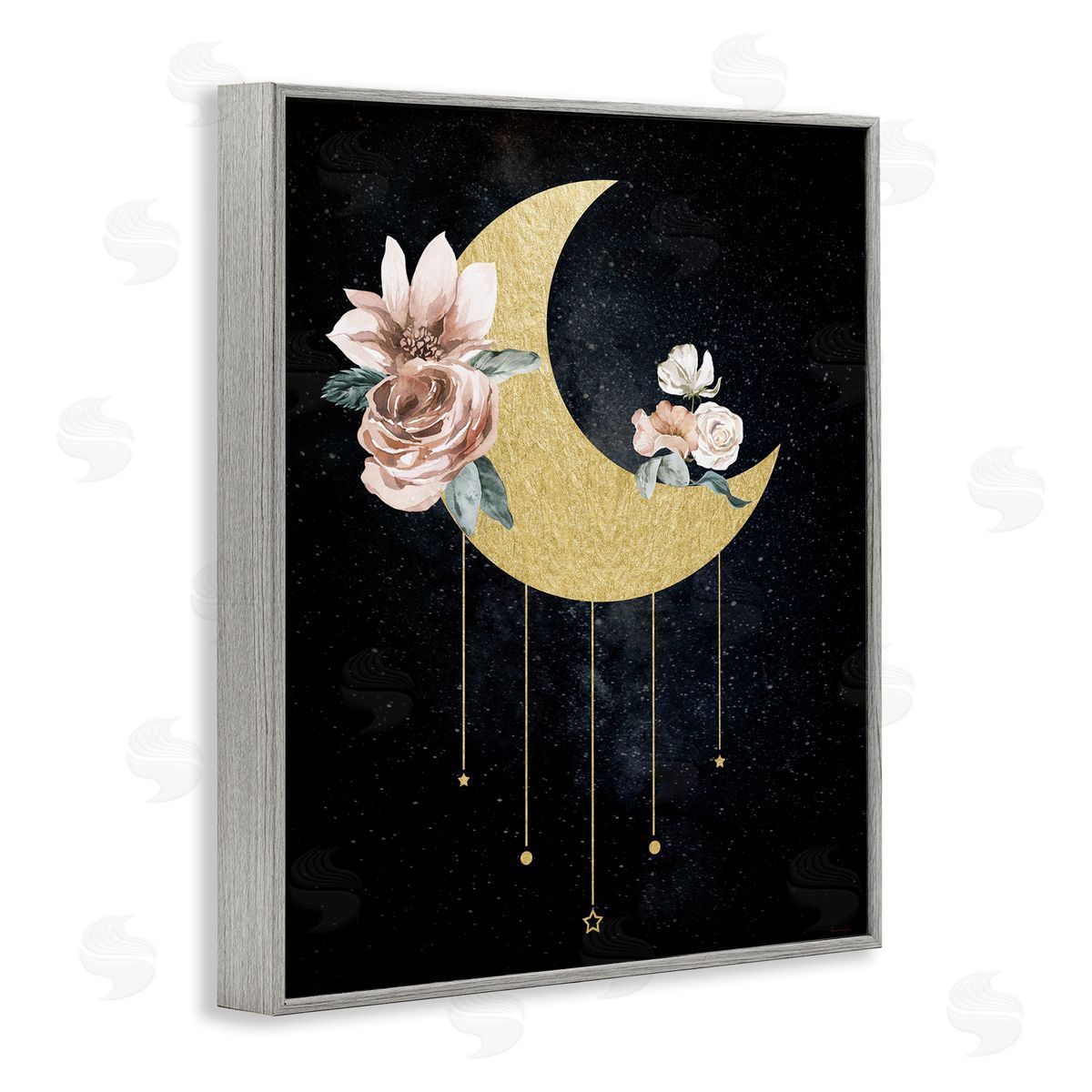 Daniela Santiago Glam Detail Moon with Roses Canvas Wall Art Print