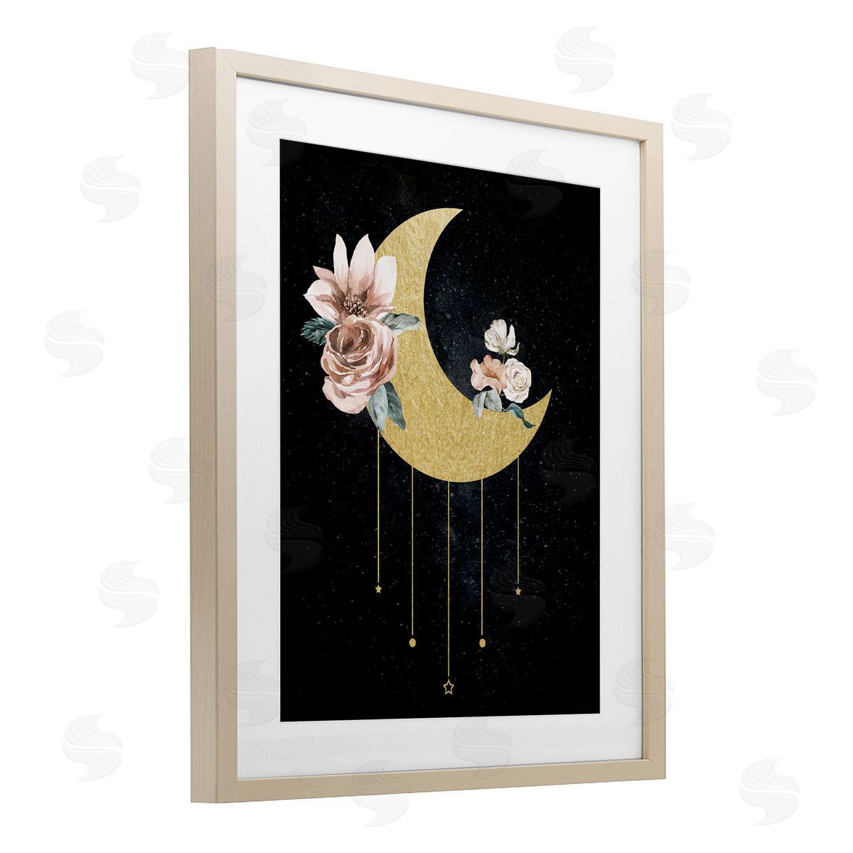 Daniela Santiago Glam Detail Moon with Roses Canvas Wall Art Print