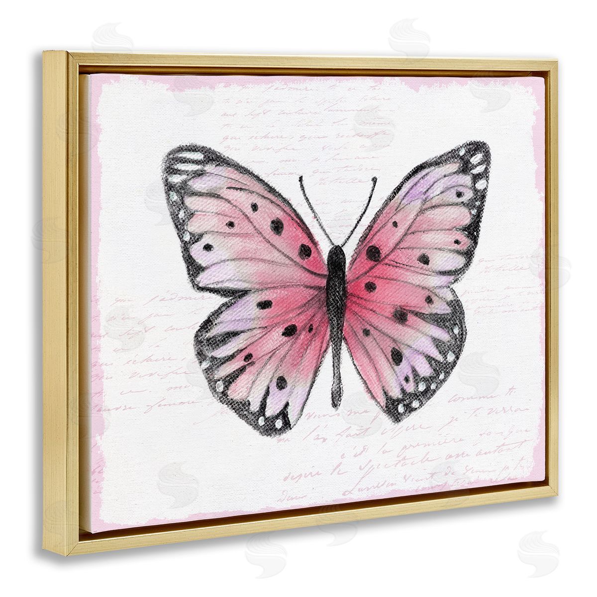 Janet Tava Pink Toned Vintage Butterfly Canvas Wall Art Print